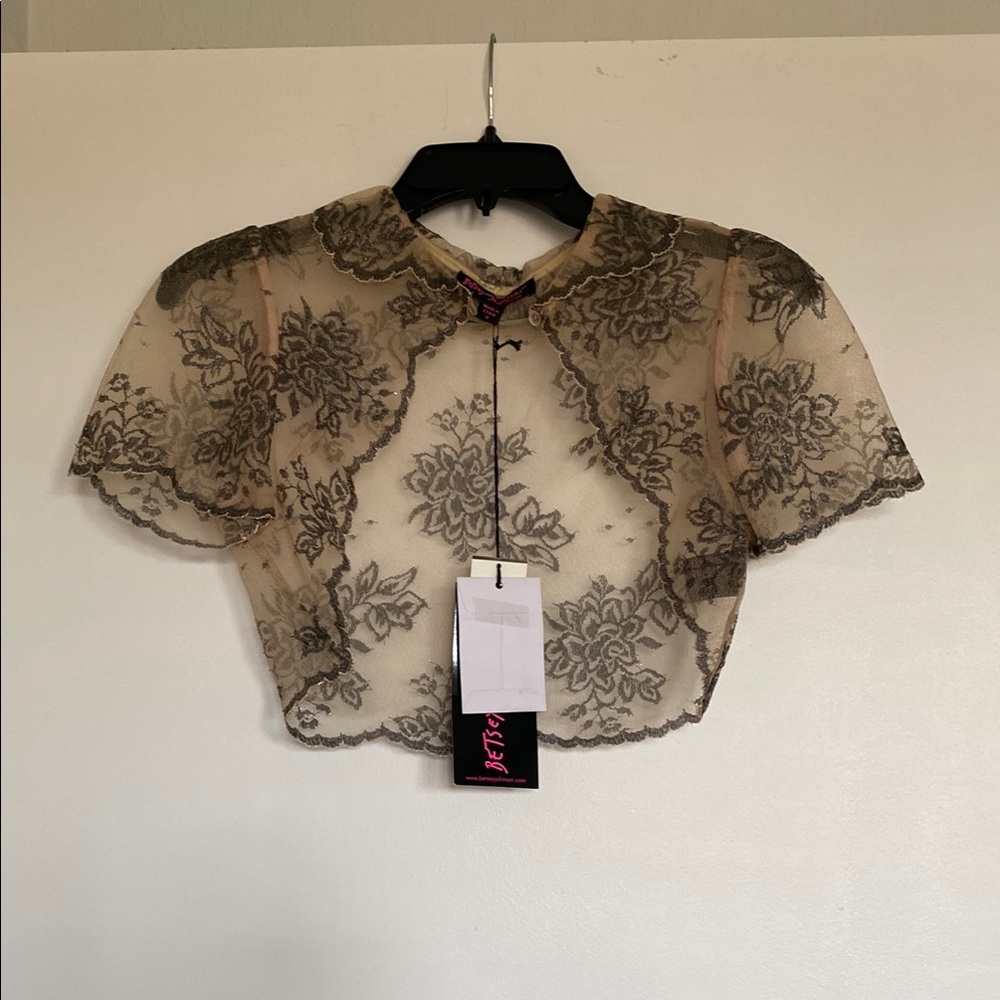 Sheer Floral Lace Top - Black